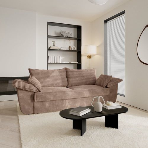 Canapé 3 Places Velours Côtelé Xxl Taupe 230cm