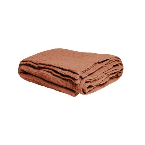 Plaid En Gaze De Coton 130x170cm Terre Cuite