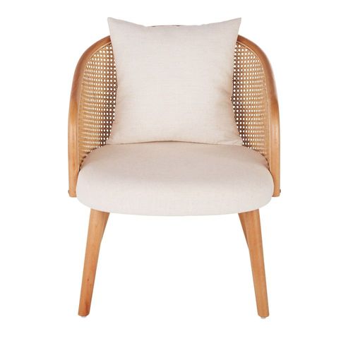 Fauteuil Écru Et Cannage En Rotin