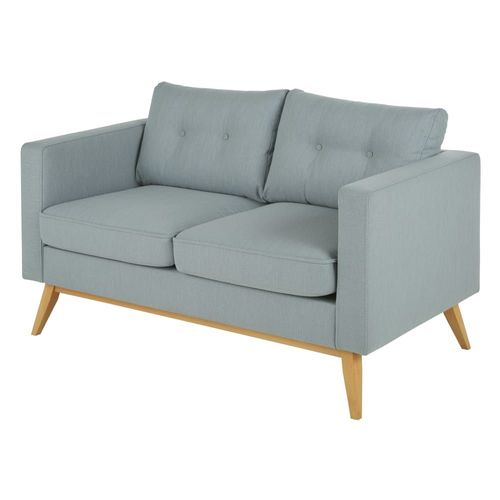 Canapé Style Scandinave 2 Places Bleu Glacier Chiné