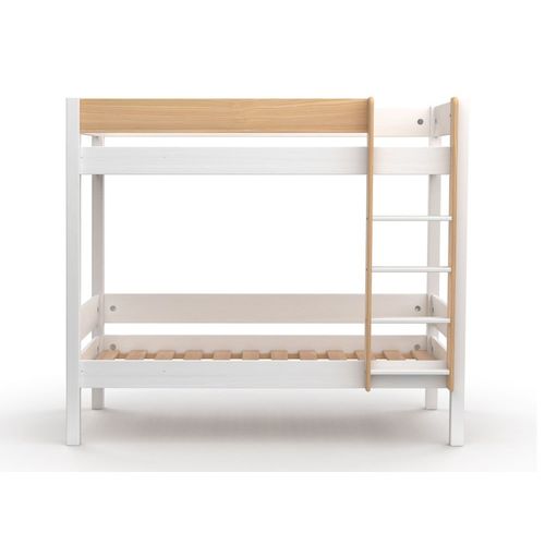 Lit Superposé 90x190 En Pin Massif Blanc Et Bois