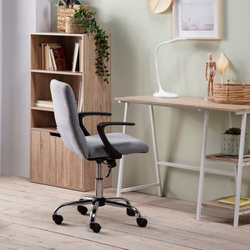 Fauteuil De Bureau Relevable/Reclinable Matelassé Tissu Gris Clair