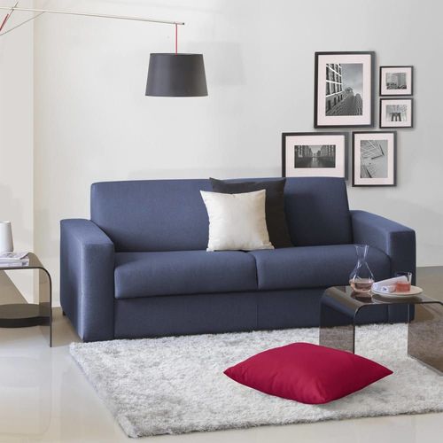 Canapé Lit 2 Places En Tissu Bleu 180x95 Cm