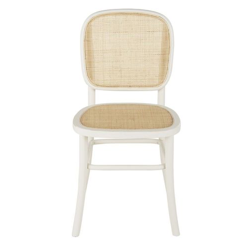 Chaise En Bois De Hêtre Blanc Effet Vieilli Cannage En Rotin