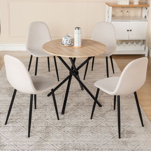 Ensemble Table Et 4 Chaises De Salle À Manger Effet Bois