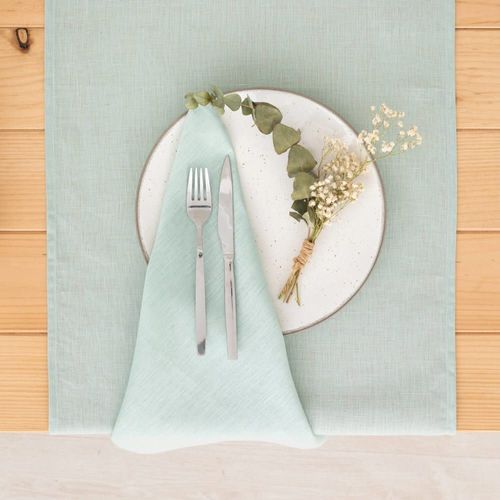 Chemin De Table En Lin Vert