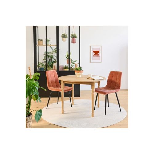 Table Extensible Ronde Bois D105 + 1 Allonge Et Pieds Tournés Chêne