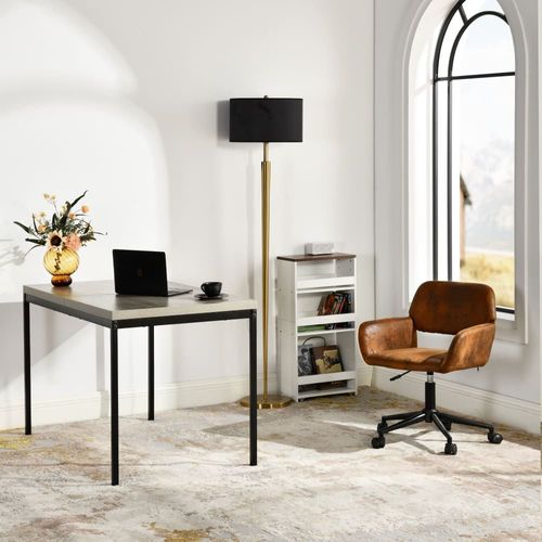 Chaise De Bureau Enfant Vintage En Tissu Suède Réglable Marron