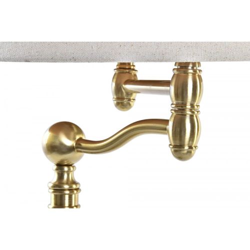 Lampe À Poser Articulée Métal Doré Et Abat-Jour Blanc - 36x50x74cm