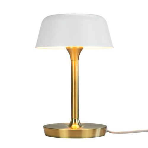 Lampe À Poser En Métal Blanc Mat Et Laiton