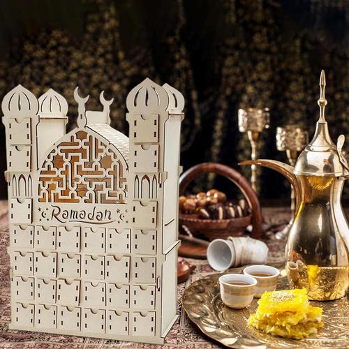 Calendrier de l'avent du Ramadan en bois, bricolage Eid, compte à