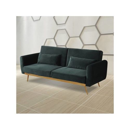 Canapé Clic Clac 3 Places En Velours Vert Foncé 203 X 81 X 83 Cm
