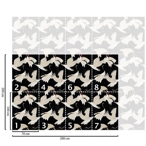 Papier Peint Hérons,papier écologique fin,200x280cm,8 feuilles