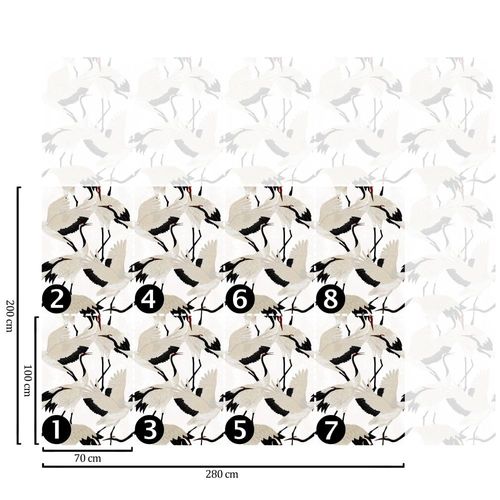 Papier Peint Hérons,papier écologique fin,200x280cm,8 feuilles