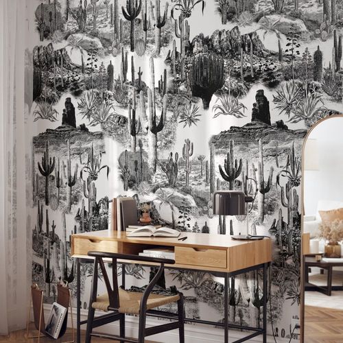 Papier Peint Cactus,papier écologique fin,200x280cm,8 feuilles