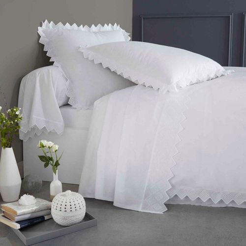 Taie D'oreiller Brodée En Coton Blanc 50x70