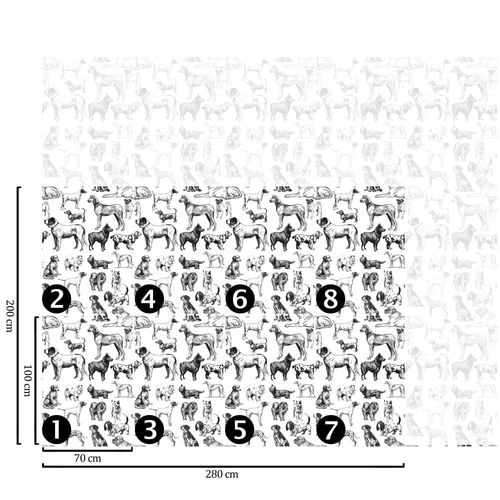 Papier Peint Chiens,papier écologique fin,200x280cm,8 feuilles