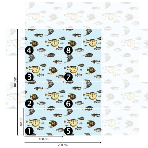 Papier Peint Poissons,papier écologique fin,200x280cm,8 feuilles