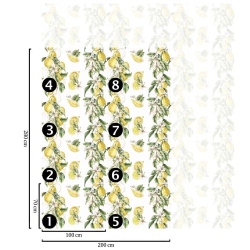 Papier Peint Citrons,papier écologique fin,200x280cm,8 feuilles