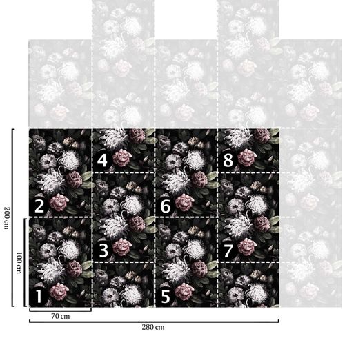 Papier Peint Floral,papier écologique fin,200x280cm,8 feuilles