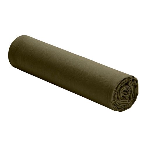 Drap Housse Lin Lavé Vert 140x190 Cm
