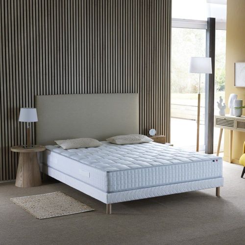 Ensemble matelas ressorts sommier blanc 140x190