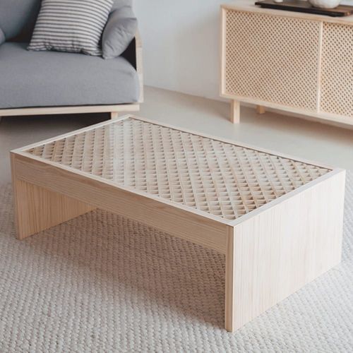 Table Basse En Bois Massif Naturel Avec Verre 98 Cm Non Verni