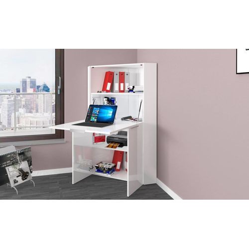 Bureau Effet Bois Blanc Brillant 70x35 Cm