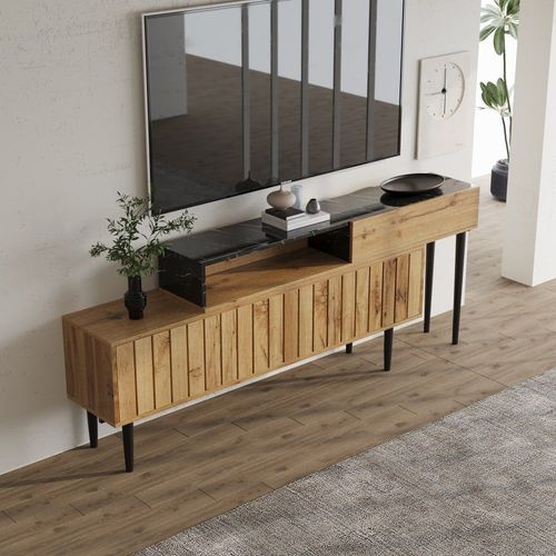 Meuble De Rangement Mural En Bois Et Marbre