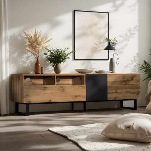 Meuble De Rangement En Accents Graphites Et Bois