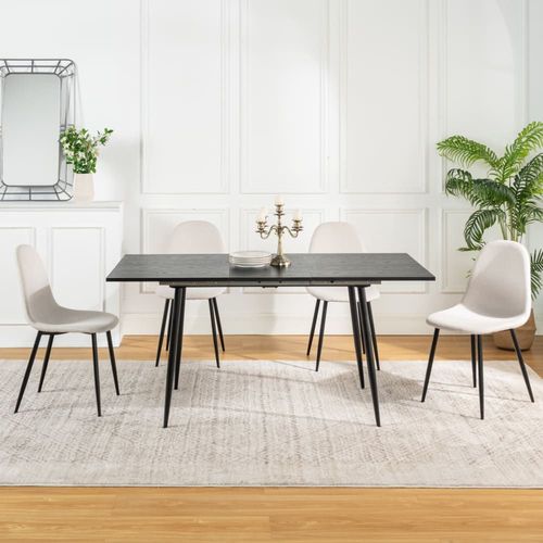 Ensemble Table Extensible Noir 120-160 Et 4 Chaises Style Scandinaves