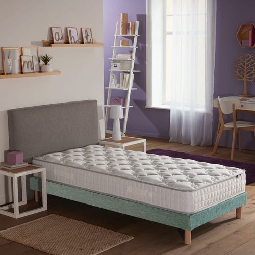 Ensemble matelas ressorts fermes sommier vert 90x190