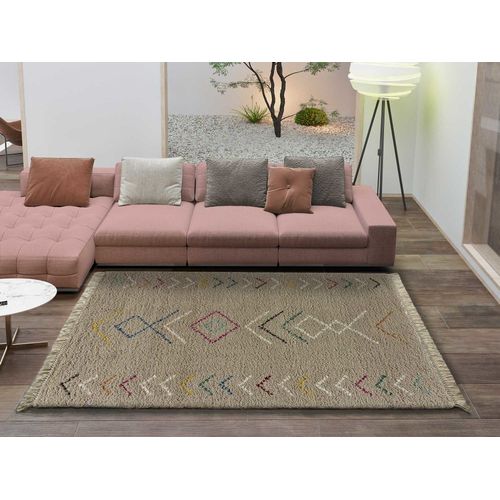Tapis Shaggy Avec Franges En Beige, 120x170 Cm
