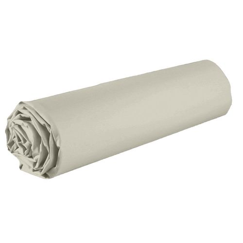 Drap Housse 2 Places Coton Beige Grège 180x200 Cm