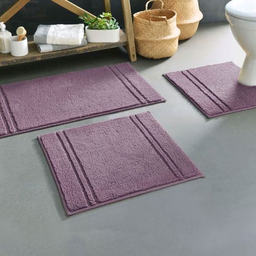 Tapis contour wc en coton violet raisin 50x45