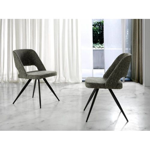 Chaise En Tissu Et Pieds En Acier Noir