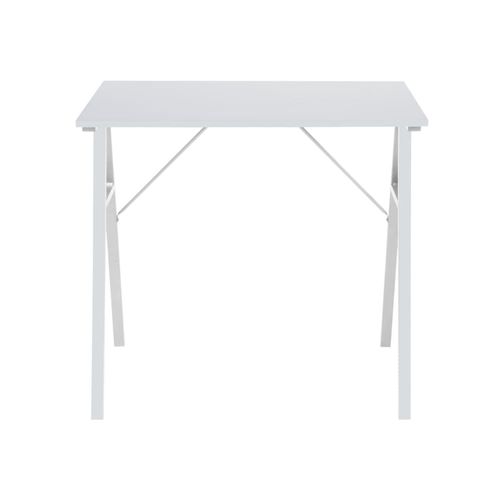 Bureau Compact En Fibre De Bois Et Acier Blanc