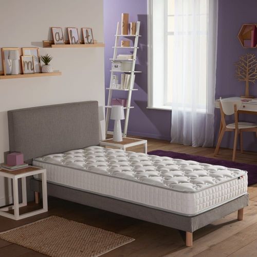 Ensemble matelas ressorts 5 zones sommier gris 90x190