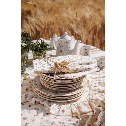 Set De Table Rond Avec Volants Rouge