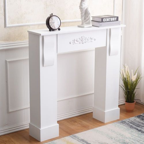 Manteau de cheminée avec décoration florale 93x22,5x92 blanc