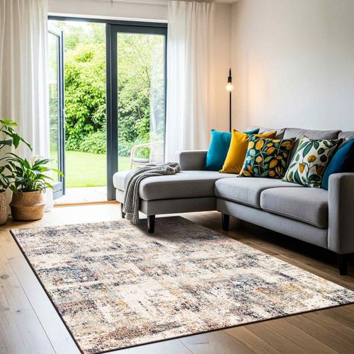 Tapis Abstrait Moderne Crème/Bleu 200x275