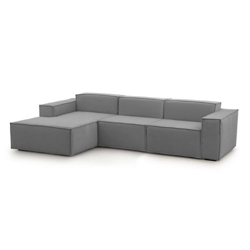 Canapé D'angle En Tissu Gris 160x170 Cm