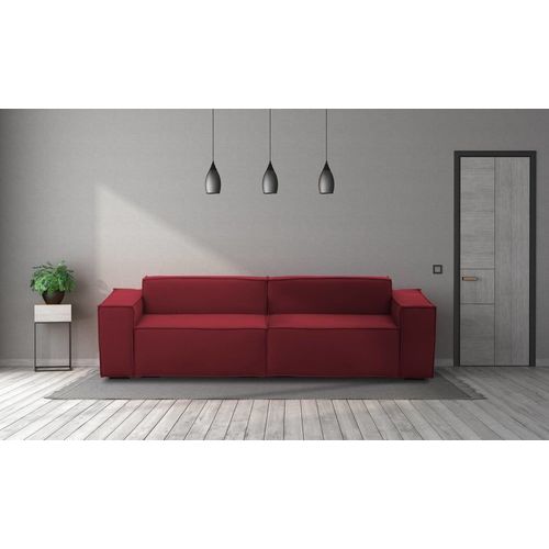 Canapé Fixe 3 Places En Tissu Rouge 150x95 Cm