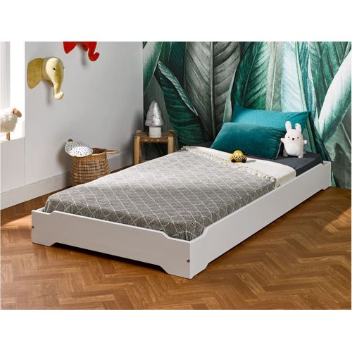 Lit Enfant Montessori 90x190 En Pin Massif Blanc
