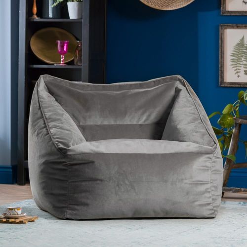 Pouf Fauteuil Velours Gris Anthracite