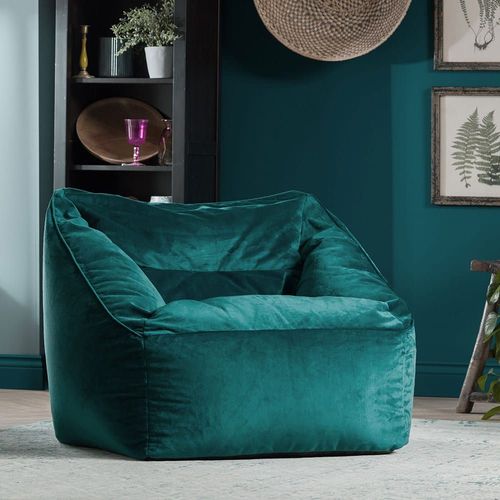 Pouf Fauteuil Velours Bleu Canard