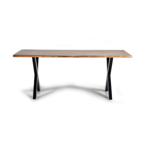 Table À Manger En Bois D'acacia Naturel Et Pieds En Métal Noir