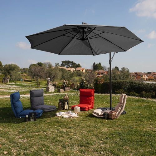 Parasol Déporté 3x3 M En Acier Et Polyester Gris