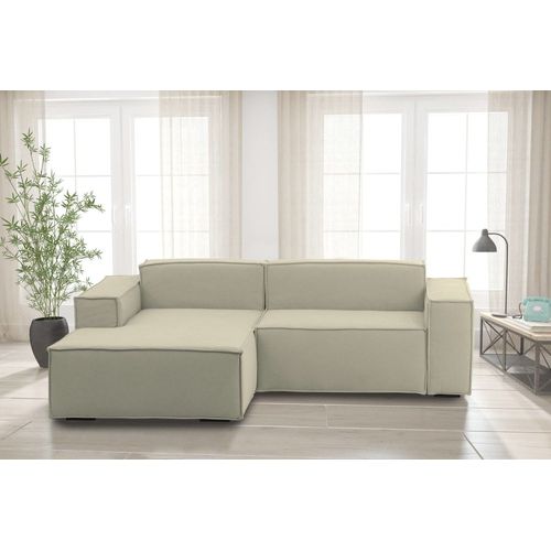 Canapé D'angle En Tissu Beige 160x170 Cm