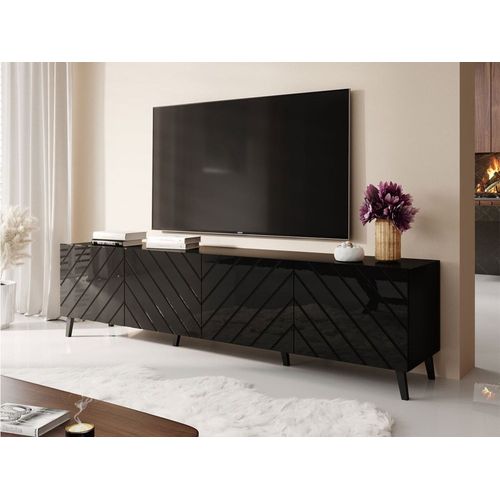 Meuble Tv Style Contemporain 200 Cm Noir